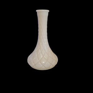 Elegant Milk Glass Diamond Pattern Vase